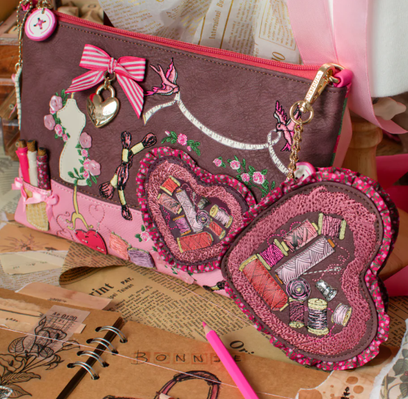 Vendula Pink Ribbon Sewing Box Scrapbook Kate Bag