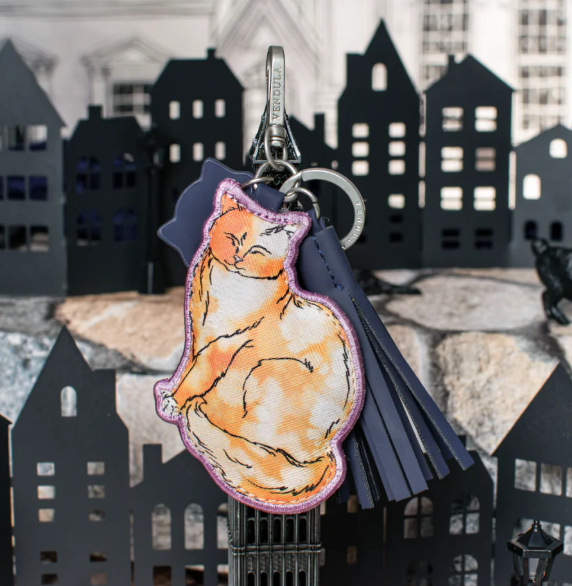 Vendula Cats In The City Orange Cat Key Charm