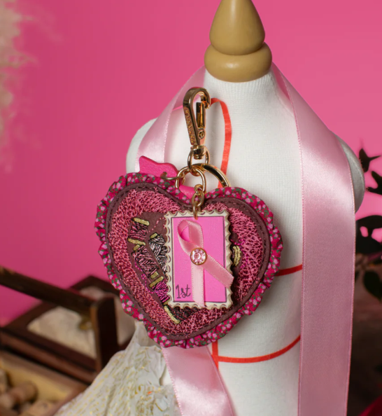 Vendula Pink Ribbon Sewing Box Scrapbook Key Charm