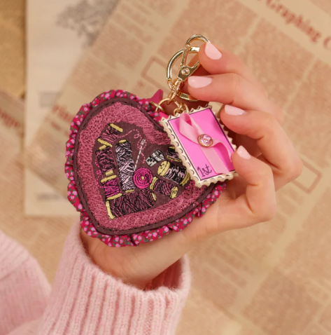 Vendula Pink Ribbon Sewing Box Scrapbook Key Charm