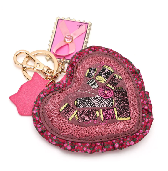 Vendula Pink Ribbon Sewing Box Scrapbook Key Charm