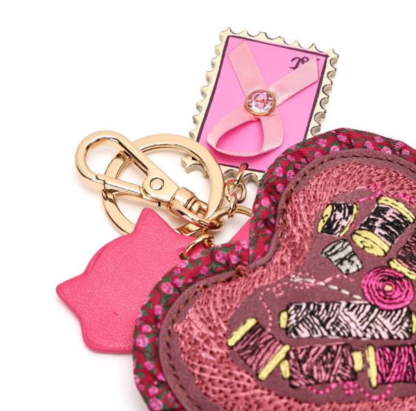 Vendula Pink Ribbon Sewing Box Scrapbook Key Charm
