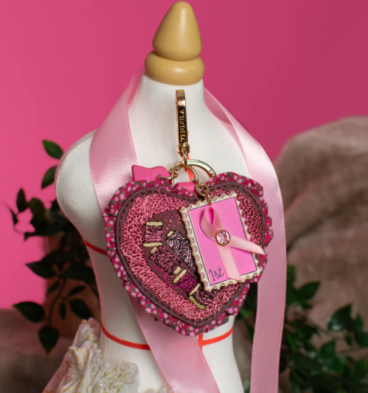 Vendula Pink Ribbon Sewing Box Scrapbook Key Charm