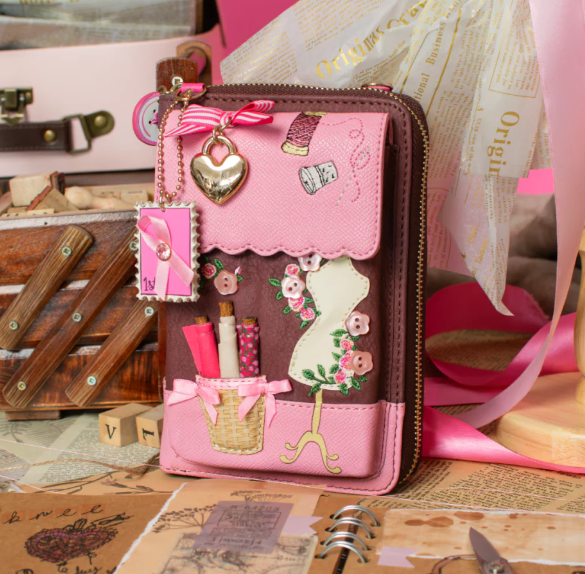 Vendula Pink Ribbon Sewing Box Scrapbook Bree Phone Pouch