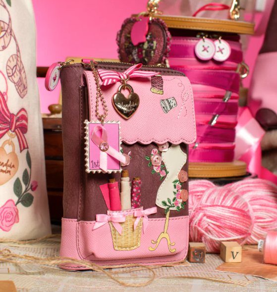 Vendula Pink Ribbon Sewing Box Scrapbook Bree Phone Pouch