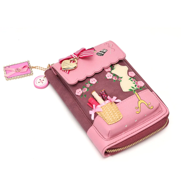 Vendula Pink Ribbon Sewing Box Scrapbook Bree Phone Pouch