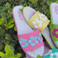 The Vibe is Flower Power In Lime Green with Hot Pink Flowers
