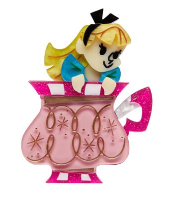 Erstwilder Alices Wonderland Always Tea Time Alice Brooch