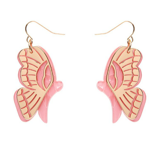 Erstwilder La Belle Epoque Butterfly Drop Earrings Pink
