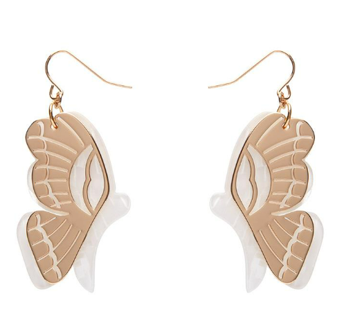 Erstwilder La Belle Epoque Butterfly Drop Earrings White