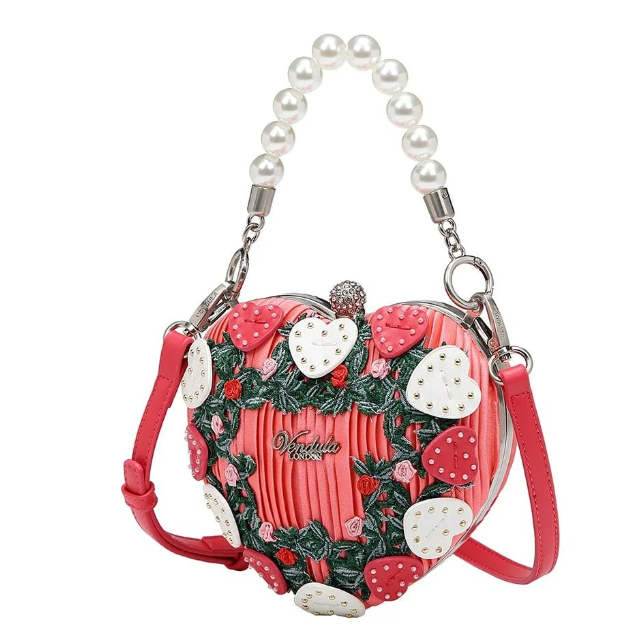 Vendula Pink Flower Shop Heart Evening Bag Shoe Fun