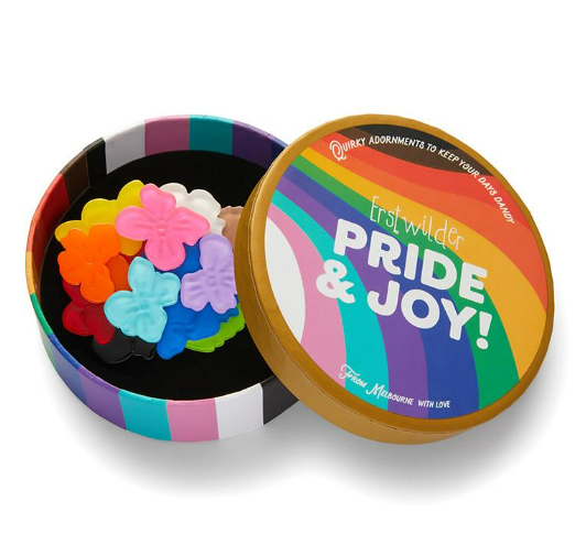 Erstwilder Pride and Joy Rainbow Heartfelt Hydrangea Brooch