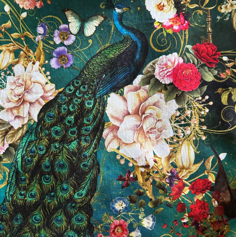 Retrolicious Peacock and Butterfly Teal Midi Dress