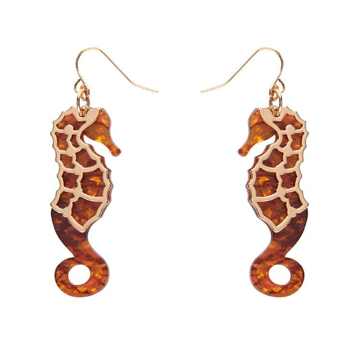 Erstwilder La Belle Epoque Seahorse Drop Earrings Orange